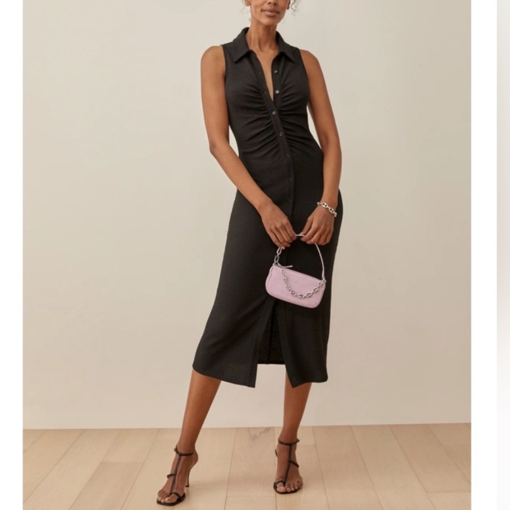 Reformation Cielo Black Midi Dress